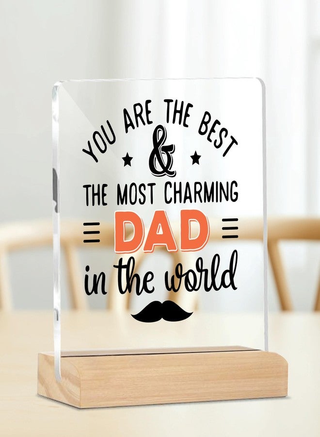 Giftplease Sign You are The Best Dad Plaque with Wood Stand Home Office Desk Decor | (4 X 4 Inches) MP_16 - Image 5